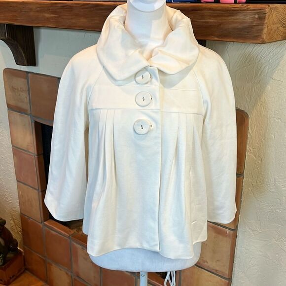 Sandro crop off-white/cream swing jacket, size PM - Picture 1 of 12